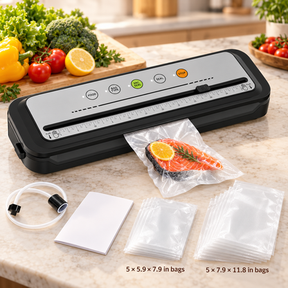 Food Vacuum Sealer with Built-In Cutter & Starter Bags