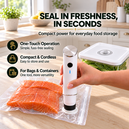 Complete Vacuum Food Storage Set | Handheld Sealer + FREE Bonus