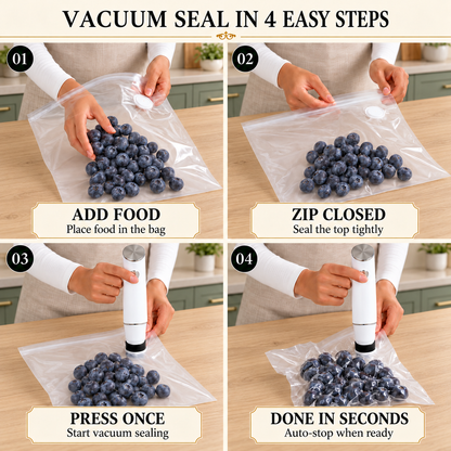 Complete Vacuum Food Storage Set | Handheld Sealer + FREE Bonus