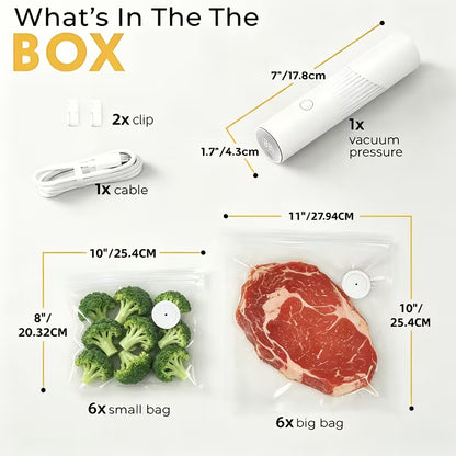 Rechargeable Handheld Vacuum Sealer Kit with Digital Display