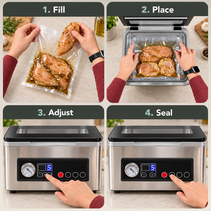 Chamber Vacuum Sealer with 11.5-Inch Double Seal Bar