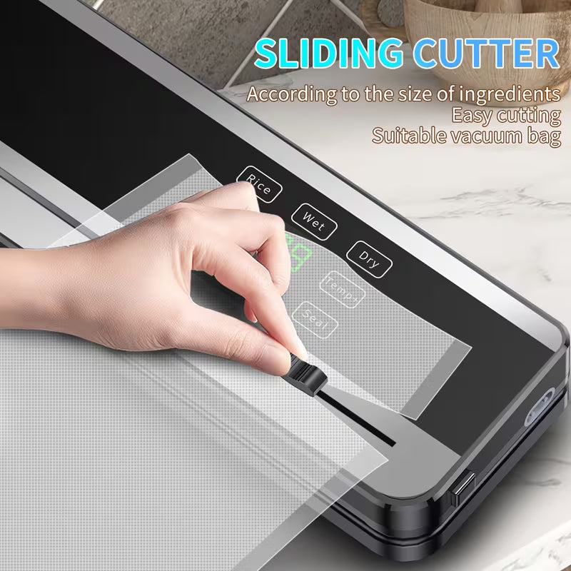 Rechargeable Food Vacuum Sealer with Adjustable Temperature & Cutter