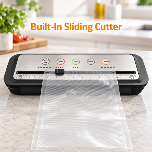 Food Vacuum Sealer with Built-In Cutter & Starter Bags
