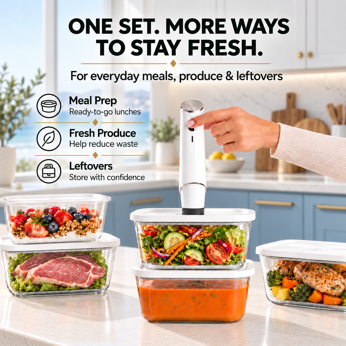 Complete Vacuum Food Storage Set | Handheld Sealer + FREE Bonus