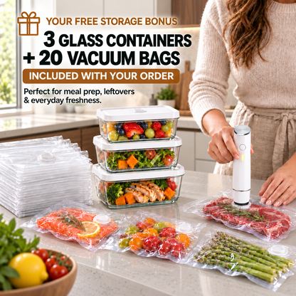 Complete Vacuum Food Storage Set | Handheld Sealer + FREE Bonus