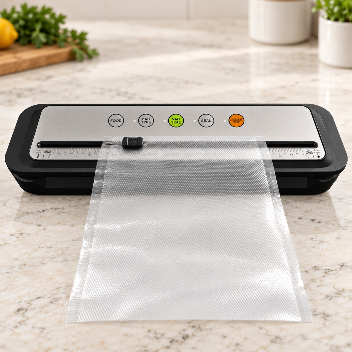 Food Vacuum Sealer with Built-In Cutter & Starter Bags