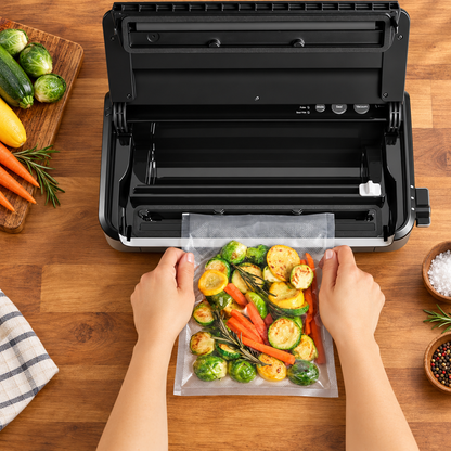 Food Vacuum Sealer with Roll Storage and Built-In Cutter