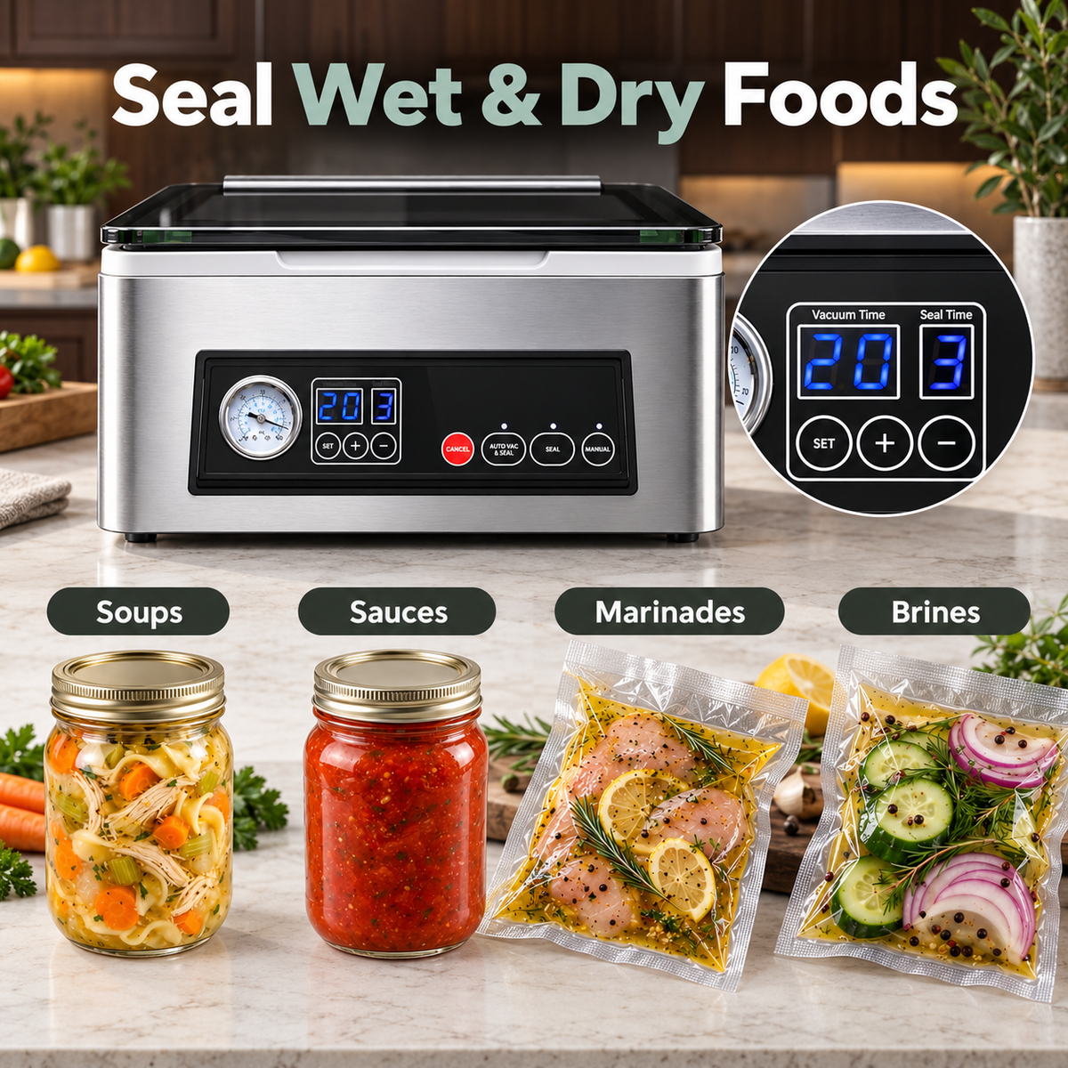 Chamber Vacuum Sealer with 11.5-Inch Double Seal Bar