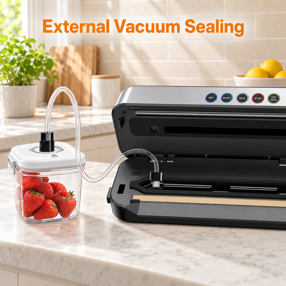 Food Vacuum Sealer with Built-In Cutter & Starter Bags