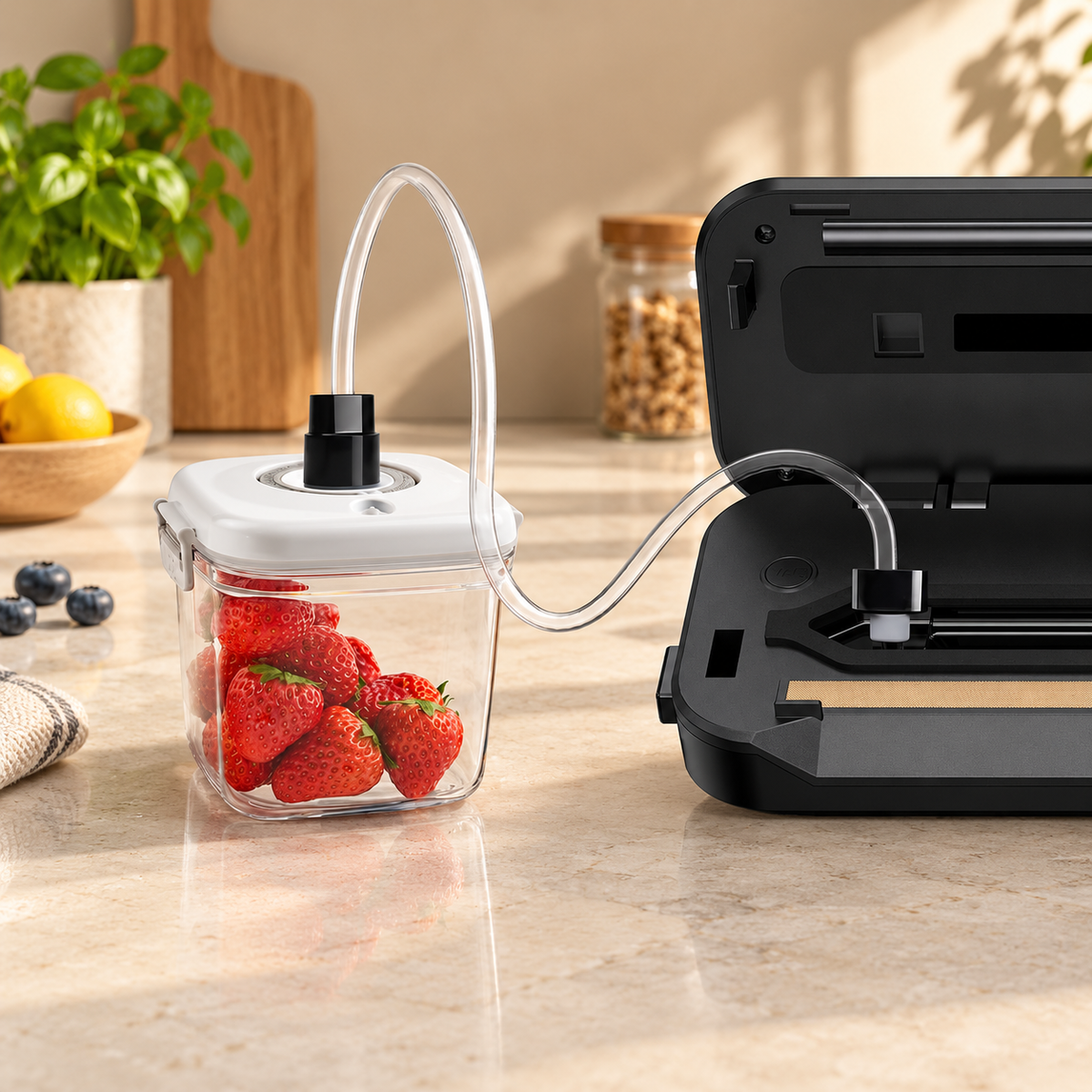 Food Vacuum Sealer with Built-In Cutter & Starter Bags