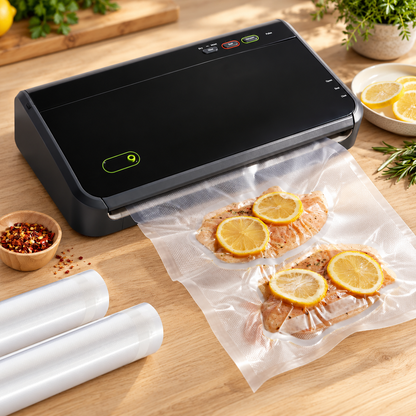 Food Vacuum Sealer with Roll Storage and Built-In Cutter
